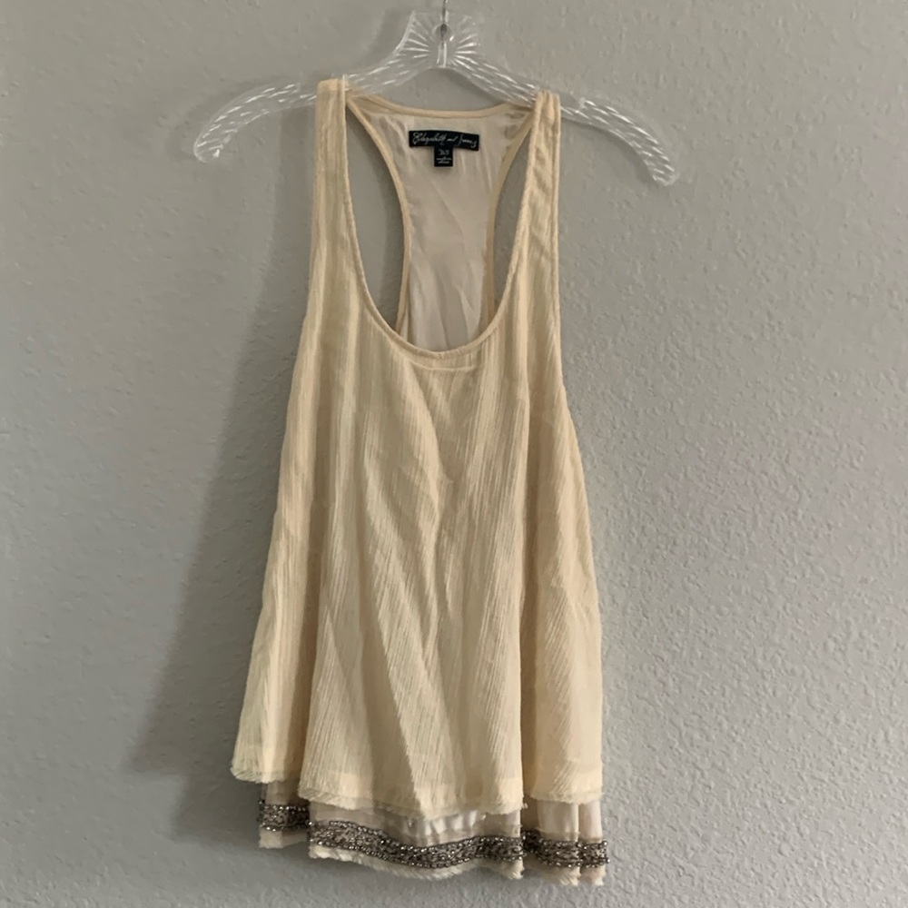 Elizabeth & James Beaded and Jeweled Silk Blend Racerback Tank Top size XS